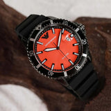 Emporio Armani World Explorer Orange Dial Black Silicone Strap Watch for Men - AR11684 Buy Now By Emporio Armani