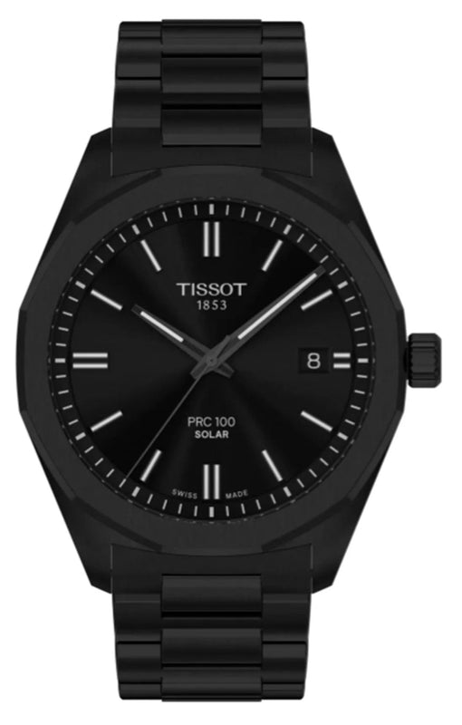 Tissot PRC 100 Solar Quartz Black Dial Black Steel Strap Watch for Men - T151.422.33.051.00 Authentic Buy Shop Now