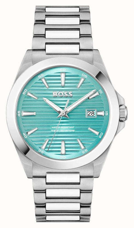 Hugo Boss Strike Turquoise Blue Dial Silver Steel Strap Watch for Men - 1514171 Buy Now By Hugo Boss