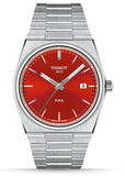 Tissot PRX Quartz Red Dial Silver Steel Strap Watch for Men - T137.410.11.421.00 Authentic Buy Shop Now