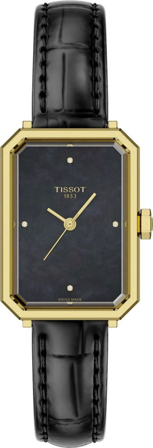 Tissot SRV Black Mother of Pearl Dial Black Leather Strap Watch for Women - T160.110.36.126.00 Authentic Buy Shop Now