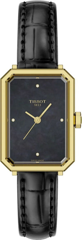 Tissot SRV Black Mother of Pearl Dial Black Leather Strap Watch for Women - T160.110.36.126.00 Authentic Buy Shop Now