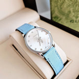 Gucci G Timeless Silver Dial Blue Leather Strap Watch for Women - YA1265039 Authentic Buy Shop Now
