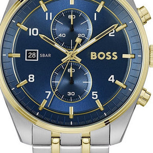 Hugo Boss Skytraveller Chronograph Blue Dial Two Tone Steel Strap Watch for Men - 1514247 Buy Now By Hugo Boss