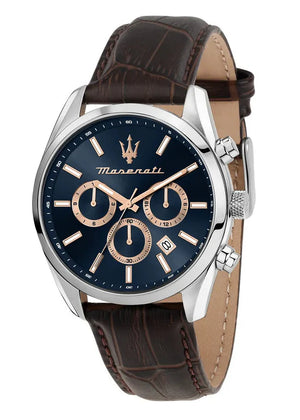 Maserati Attraction Limited Edition Chronograph Blue Dial Brown Leather Strap Watch for Men - R8851151003 Authentic Buy Shop Now