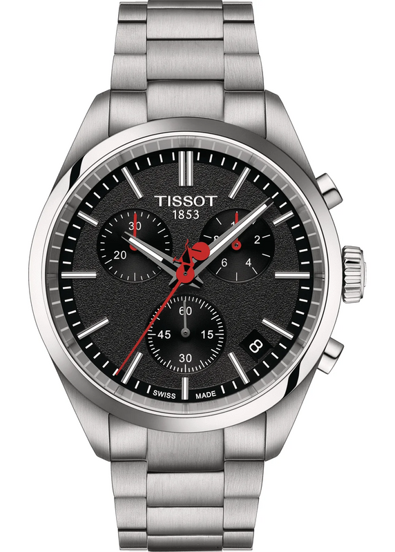 Tissot PR 100 Vuelta Chronograph Black Dial Silver Steel Strap Watch for Men - T150.417.11.051.01 Authentic Buy Shop Now