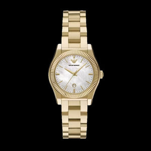 Emporio Armani Federica Mother of Pearl White Dial Gold Steel Strap Watch for Women - AR11657 Buy Now By Emporio Armani