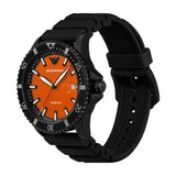 Emporio Armani World Explorer Orange Dial Black Silicone Strap Watch for Men - AR11684 Buy Now By Emporio Armani