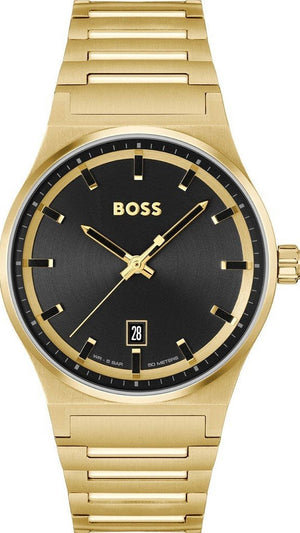 Hugo Boss Candor Black Dial Gold Steel Strap Watch for Men - 1514077 Buy Now By Hugo Boss
