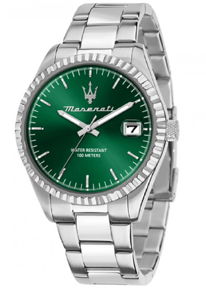 Maserati Competizione Green Dial Silver Steel Strap Watch for Men - R8853100043 Authentic Buy Shop Now