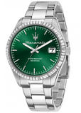 Maserati Competizione Green Dial Silver Steel Strap Watch for Men - R8853100043 Authentic Buy Shop Now