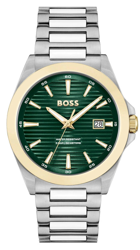 Hugo Boss Strike Green Dial Silver Steel Strap Watch for Men - 1514173 Buy Now By Hugo Boss