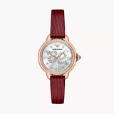 Emporio Armani Mia Mother of Pearl Dial Red Leather Strap Watch for Women - AR11646 Buy Now By Emporio Armani