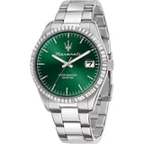 Maserati Competizione Green Dial Silver Steel Strap Watch for Men - R8853100043 Authentic Buy Shop Now