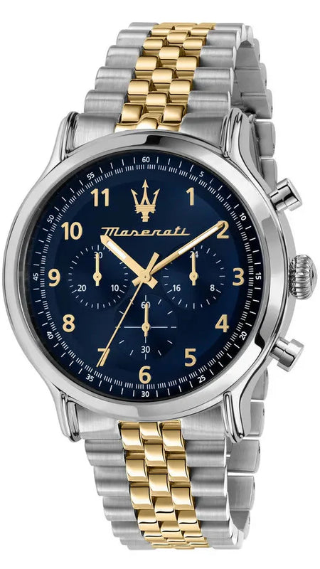 Maserati Epoca Chronograph Blue Dial Two Tone Steel Strap Watch for Men - R8873618030 Authentic Buy Shop Now