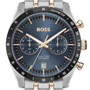 Hugo Boss Tourmaster Chronograph Blue Dial Two Tone Steel Strap Watch for Men - 1514288 Authentic Buy Shop Now