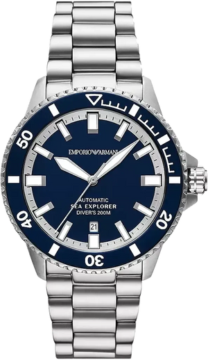 Emporio Armani Sea Explorer Blue Dial Silver Steel Strap Watch for Men - AR60087 Buy Now By Emporio Armani