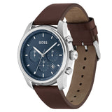 Hugo Boss Trace Chronograph Blue Dial Brown Leather Strap Watch for Men - 1514002 Authentic Buy Shop Now