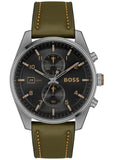 Hugo Boss Skytraveller Chronograph Black Dial Green Leather Strap Watch for Men - 1514148 Buy Now By Hugo Boss