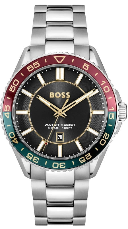 Hugo Boss Runner 3H Black Dial Silver Steel Strap Watch for Men - 1514210 Buy Now By Hugo Boss