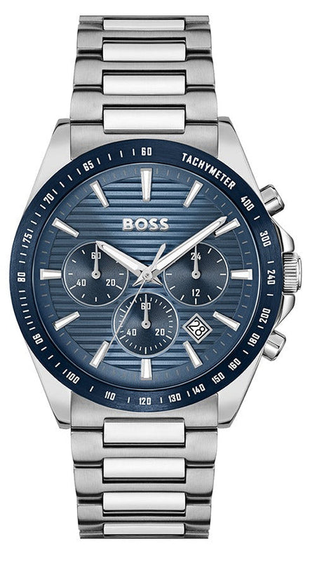 Hugo Boss Strike Chronograph Blue Dial Silver Steel Strap Watch for Men - 1514240 Buy Now By Hugo Boss