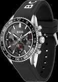 Hugo Boss Runner Chronograph Black Dial Black Silicone Strap Watch for Men - 1514141 Buy Now By Hugo Boss