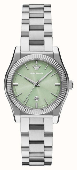 Emporio Armani Federica Mint Green Dial Silver Steel Strap Watch for Women - AR11656 Buy Now By Emporio Armani