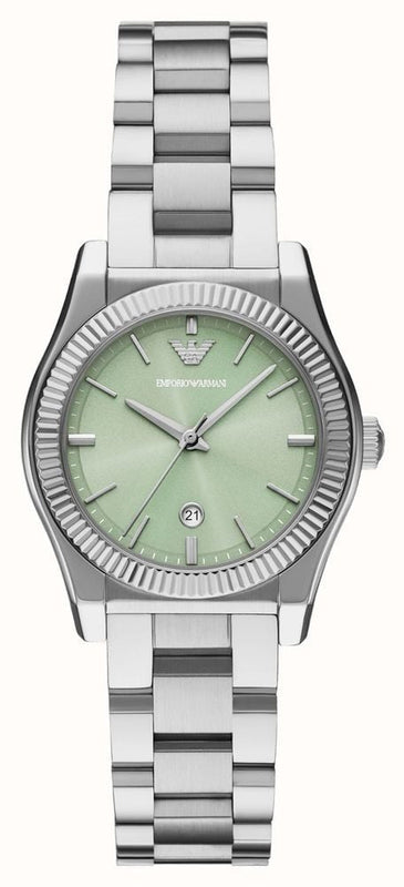 Emporio Armani Federica Mint Green Dial Silver Steel Strap Watch for Women - AR11656 Buy Now By Emporio Armani