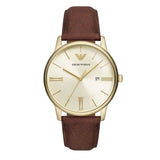 Emporio Armani Minimalist Quartz Gold Dial Brown Leather Strap Watch for Men - AR11610 Buy Now By Emporio Armani