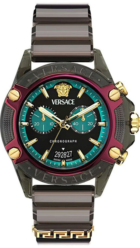 Versace Icon Active Chronograph Black Dial Black Rubber Strap Unisex Watch - VE8P00224 Buy Now By Versace