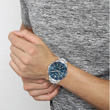 Hugo Boss Runner Chronograph Blue Dial Silver Steel Strap Watch for Men - 1514143 Buy Now By Hugo Boss