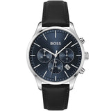 Hugo Boss Avery Chronograph Blue Dial Black Leather Strap Watch for Men - 1514156 Authentic Buy Shop Now