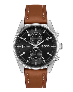 Hugo Boss Skytraveller Chronograph Black Dial Blue Leather Strap Watch for Men - 1514161 Buy Now By Hugo Boss