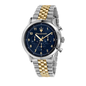 Maserati Epoca Chronograph Blue Dial Two Tone Steel Strap Watch for Men - R8873618030 Authentic Buy Shop Now
