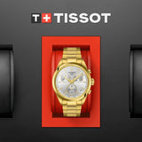 Tissot PR 100 Chronograph White Dial Gold Steel Strap Watch for Men - T150.417.33.031.00 Authentic Buy Shop Now