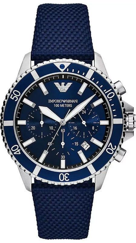 Emporio Armani World Explorer Chronograph Blue Dial Blue Nylon Strap Watch for Men - AR11588 Buy Now By Emporio Armani