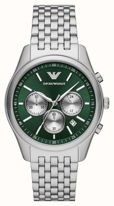 Emporio Armani Antonio Chronograph Green Dial Silver Steel Strap Watch for Men - AR11581 Buy Now By Emporio Armani