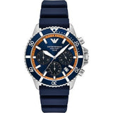 Emporio Armani World Explorer Chronograph Blue Dial Blue Silicone Strap Watch for Men - AR11696 Buy Now By Emporio Armani