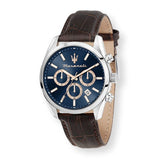 Maserati Attraction Limited Edition Chronograph Blue Dial Brown Leather Strap Watch for Men - R8851151003 Authentic Buy Shop Now