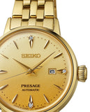 Seiko Presage Cocktail Time Automatic Diamonds Gold Dial Gold Steel Strap Watch for Women - SRE018J1 Authentic Buy Shop Now