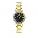 Versace Reve Analog Black Dial Gold Steel Strap Watch for Women - VE8B00624 Buy Now By Versace