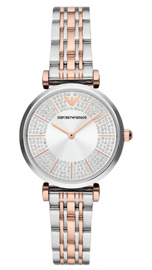 Emporio Armani Gianni T Bar Silver Dial Two Tone Steel Strap Watch for Women - AR11537 Buy Now By Emporio Armani