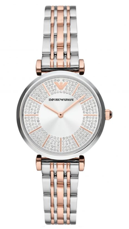 Emporio Armani Gianni T Bar Silver Dial Two Tone Steel Strap Watch for Women - AR11537 Buy Now By Emporio Armani