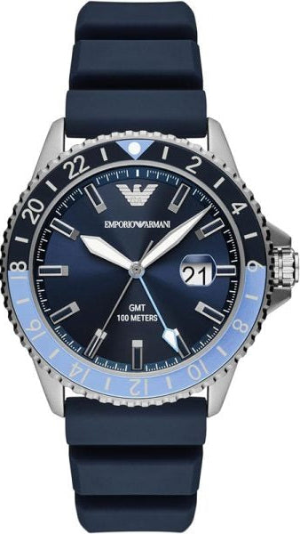 Emporio Armani World Explorer GMT Blue Dial Blue Rubber Strap Watch for Men - AR11592 Buy Now By Emporio Armani