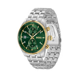 Hugo Boss Skytraveller Chronograph Green Dial Silver Steel Strap Watch for Men - 1514195 Buy Now By Hugo Boss