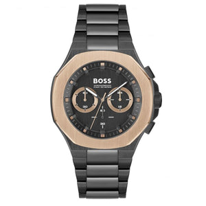 Hugo Boss Taper Chronograph Black Dial Black Steel Strap Watch for Men - 1514090 Authentic Buy Shop Now