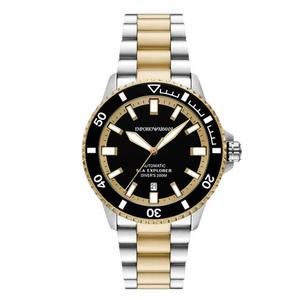 Emporio Armani Sea Explorer Black Dial Two Tone Steel Strap Watch for Men - AR60089 Buy Now By Emporio Armani