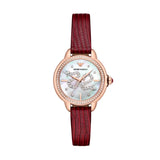 Emporio Armani Mia Mother of Pearl Dial Red Leather Strap Watch for Women - AR11646 Buy Now By Emporio Armani