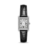 Emporio Armani Two Hand Crystals Silver Dial Black Leather Strap Watch for Women - AR11623 Buy Now By Emporio Armani