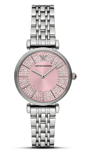 Emporio Armani Gianni T-Bar Pink Dial Silver Steel Strap Watch for Women - AR11686 Buy Now By Emporio Armani
